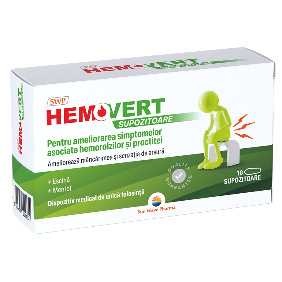 Supozitoare Hemovert, 10 bucati, Sun Wave Pharma