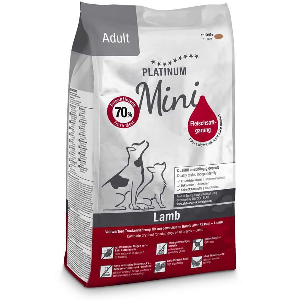 Hrana uscata cu miel pentru caini adulti de talie mica Mini Adult Dog, 900 g, Platinum