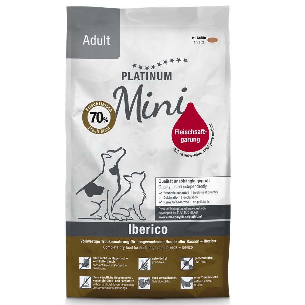 Hrana uscata cu Iberico pentru caini adulti de talie mica Mini Adult Dog, 900 g, Platinum