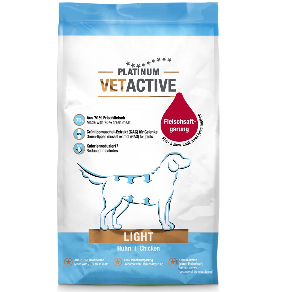 Hrana uscata cu calorii reduse pentru caini Light Vetactive, 1,5 kg, Platinum