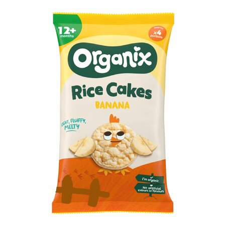 Rondele ecologice din orez expandat cu banane 7 luni+, 40 g, Organix