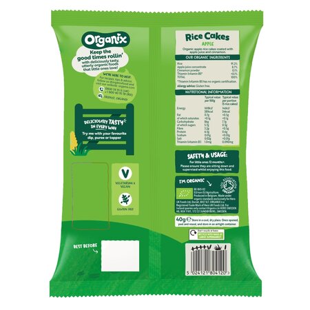 Rondele ecologice din orez expandat cu mere 12 luni +, 40 g, Organix 756942