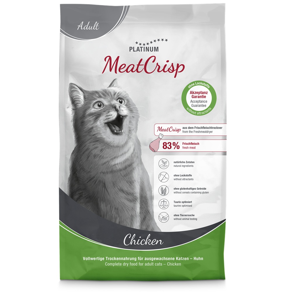 Hrana uscata cu pui MeatCrisp Adult Cat, 1,5 kg, Platinum
