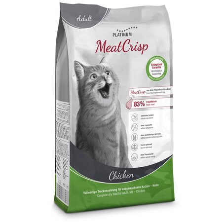 Hrana uscata cu pui pentru pisici adulte MeatCrisp Adult Cat, 1,5 kg, Platinum 655742