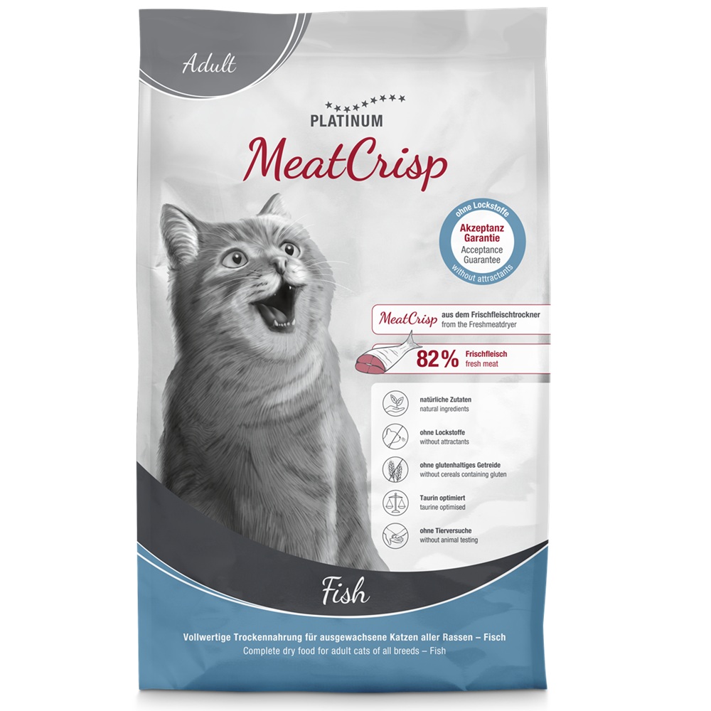 Hrana uscata cu peste MeatCrisp Adult Cat, 1,5 kg, Platinum