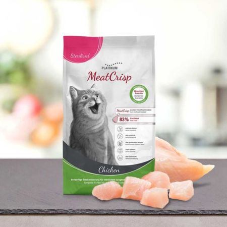 Hrana uscata cu pui pentru pisici adulte sterilizate MeatCrisp Cat, 1,5 kg, Platinum 655760