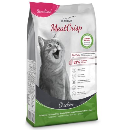 Hrana uscata cu pui pentru pisici adulte sterilizate MeatCrisp Cat, 1,5 kg, Platinum 655757