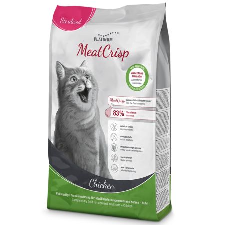 Hrana uscata cu pui pentru pisici adulte sterilizate MeatCrisp Cat, 1,5 kg, Platinum 655758