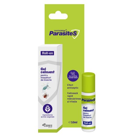 Gel tip roll on impotriva intepaturilor de insecte Santaderm Parasites, 10 ml, Viva Pharma