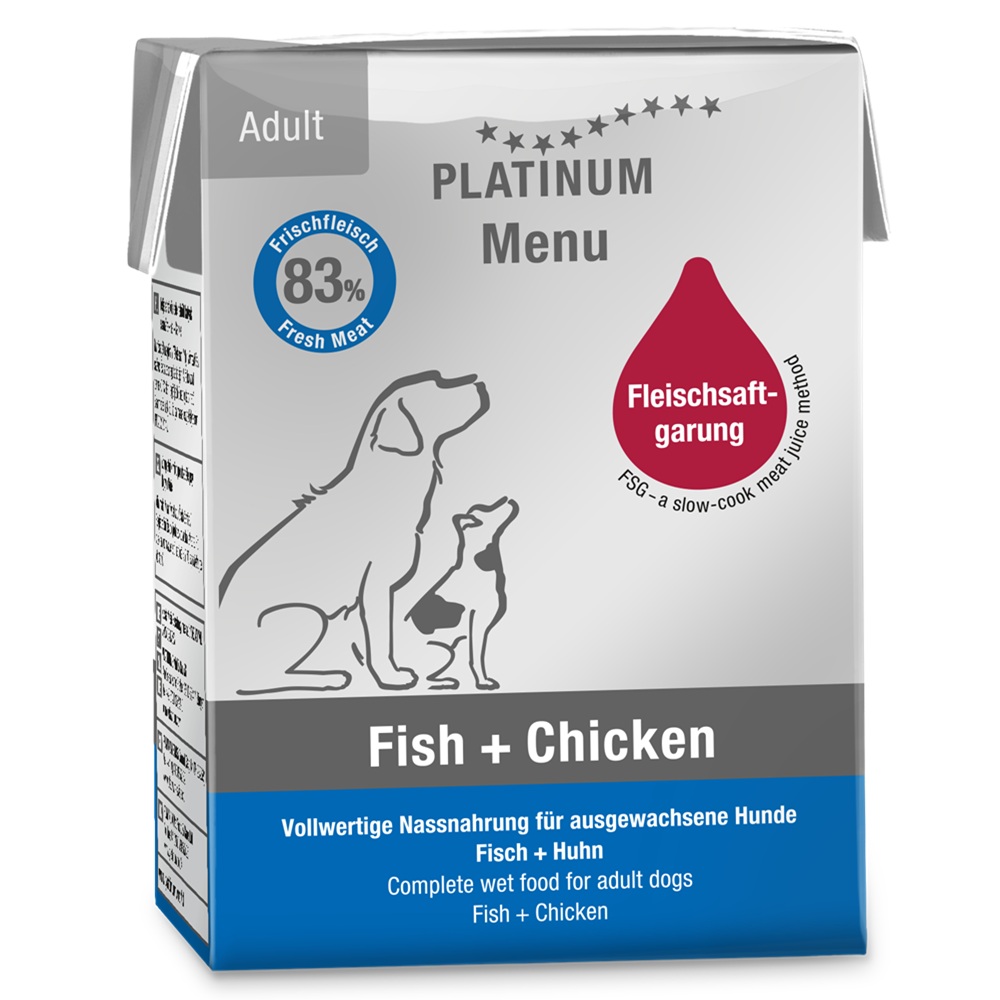 Hrana umeda cu pui si peste pentru caini adulti Dog, 185 g, Platinum
