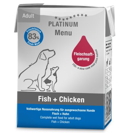 Hrana umeda cu pui si peste pentru caini adulti Dog, 185 g, Platinum 655807