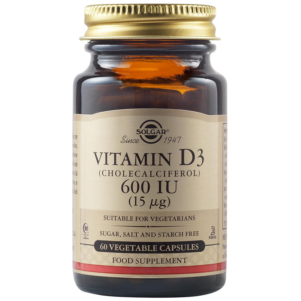 Vitamin D3 600 UI Colecalciferol 15 mcg, 60 capsule, Solgar