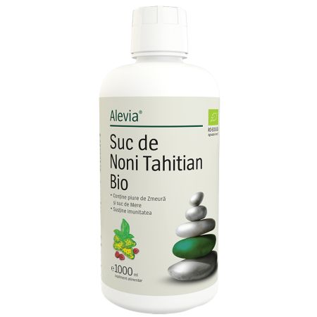 Suc ecologic de Noni Tahitian cu aroma de zmeura, 1000 ml, Alevia