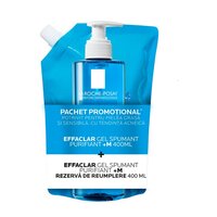 Pachet Gel spumant purifiant Effaclar +M, 400 ml + Rezerva de reumplere, 400 ml, La Roche-Posay