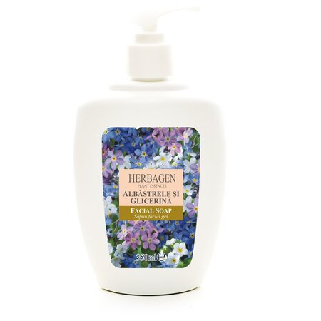 Sapun facial gel cu Albastrele si Glicerina, 350 ml, Herbagen