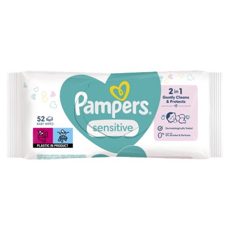 Servetele umede Sensitive, 52 bucati, Pampers