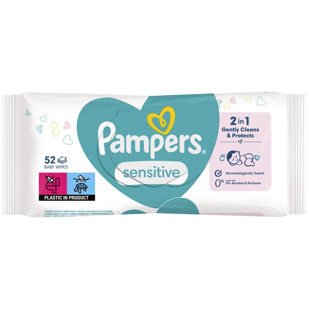 Servetele umede Sensitive, 52 bucati, Pampers