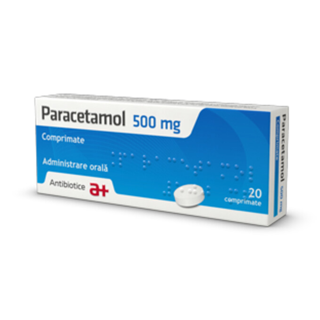 Paracetamol, 500 mg, 20 comprimate, Antibiotice SA