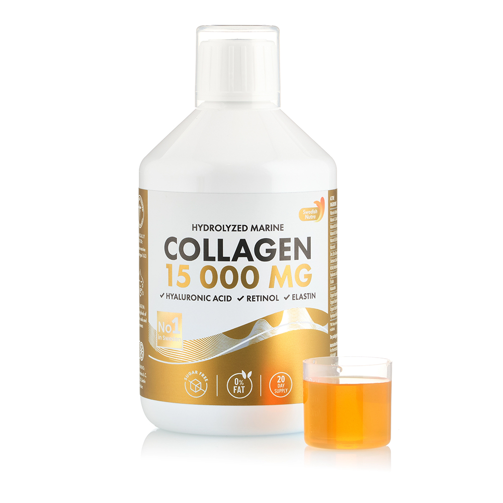 Colagen Hidrolizat Lichid Tip 1 si 3 15 000 Mg + Acid Hialuronic 50 mg + Retinol 800 mcg, 500 ml, Swedish Nutra