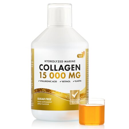Colagen Hidrolizat Lichid Tip 1 si 3 15 000 Mg + Acid Hialuronic 50 mg + Retinol 800 mcg, 500 ml, Swedish Nutra