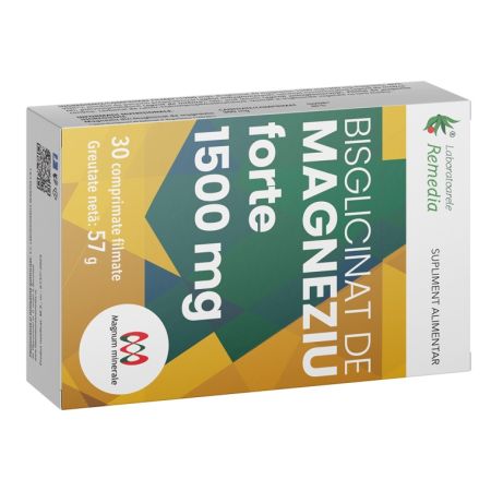 Bisglicinat de magneziu Forte, 1500 mg, 30 comprimate, Laboratoarele Remedia 656834