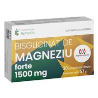 Bisglicinat de magneziu Forte, 1500 mg, 30 comprimate, Laboratoarele Remedia