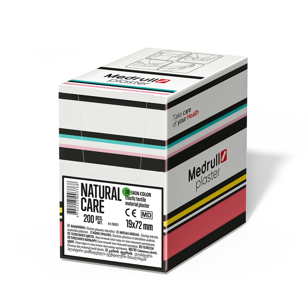 Plasturi individuali Natural Care, 19 x 72 mm, 200 bucati, Medrull