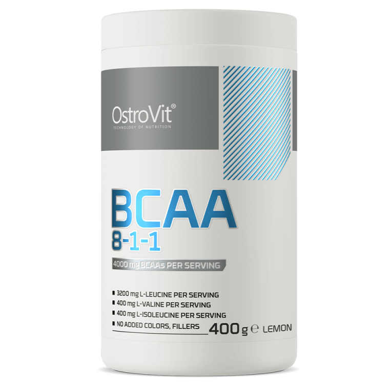 Aminoacizi BCAA 8-1-1 cu aroma de lamaie, 400 g, OstroVit