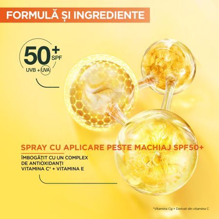 Spray pentru aplicare peste machiaj cu Vitamina C si SPF 50+, 75 ml, Garnier 657044