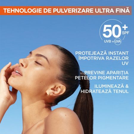 Spray pentru aplicare peste machiaj cu Vitamina C si SPF 50+, 75 ml, Garnier 657048