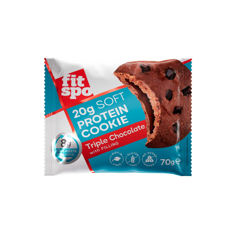 Biscuit proteic cu ciocolata tripla, 70 g, FitSpo