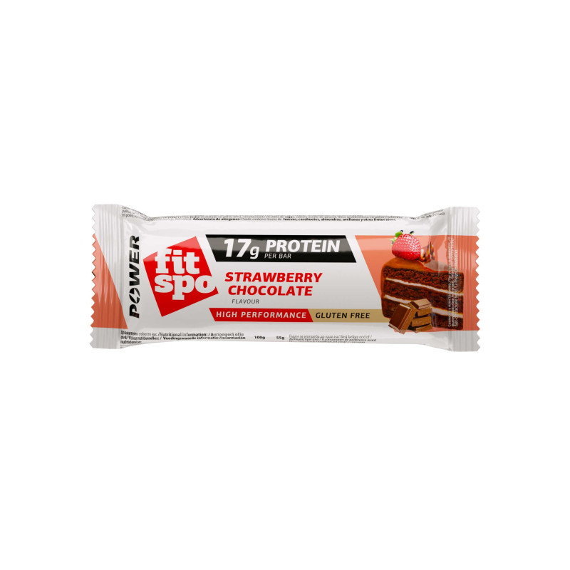 Baton proteic cu ciocolata si capsuni Power, 55 g, FitSpo