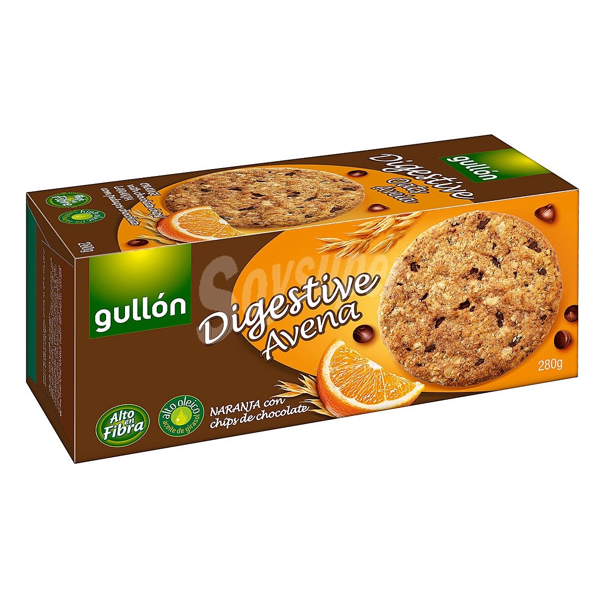 Biscuiti digestivi cu ovaz, portocale si ciocolata, 280 g, Gullon