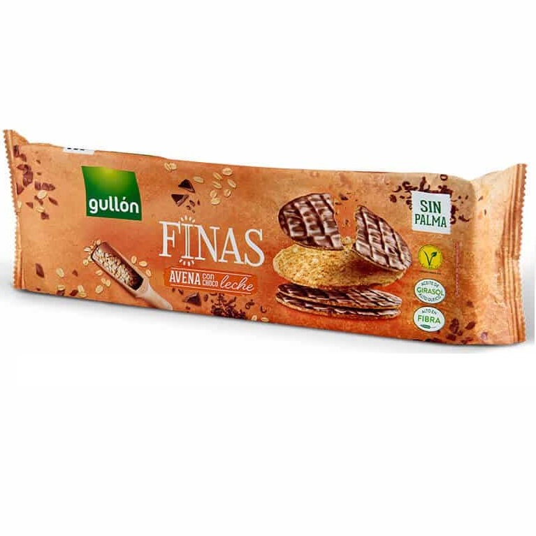 Biscuiti din ovaz cu glazura de ciocolata cu lapte, 150 g, Gullon
