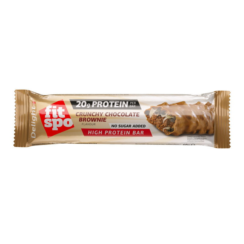 Baton Proteic Brownie Crocant Delight, 60 g, FitSpo