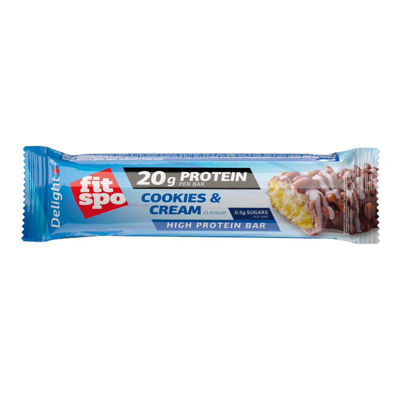 Baton proteic cu biscuiti si frisca Delight, 60 g, FitSpo