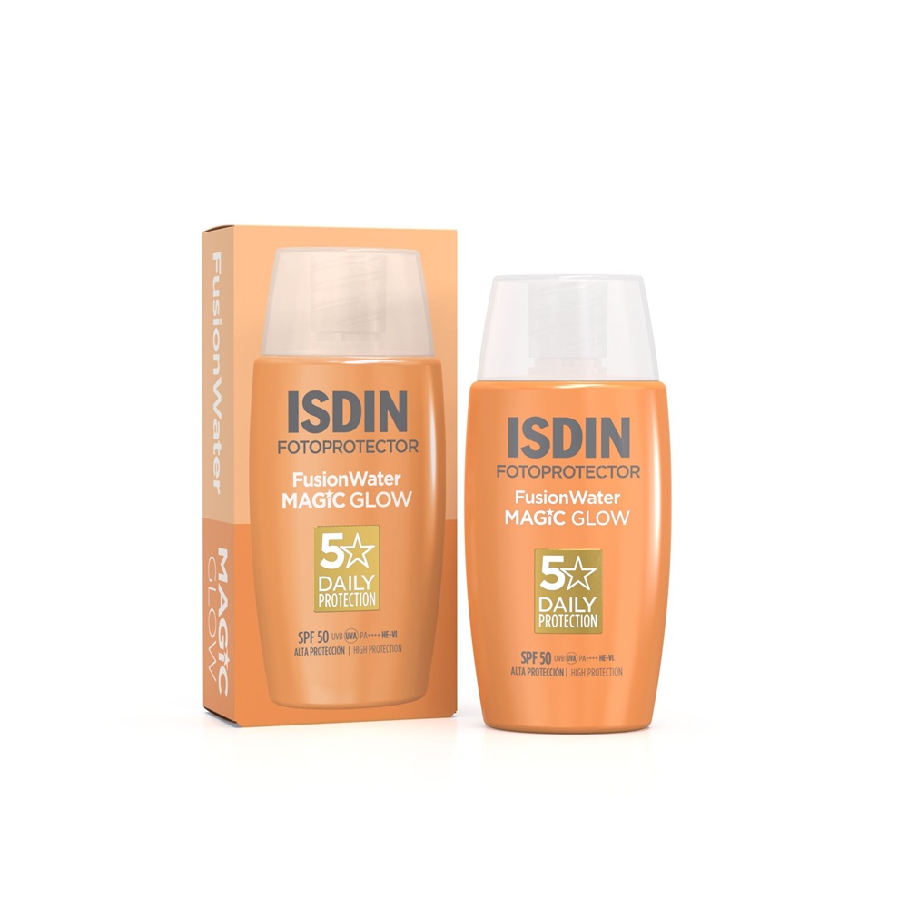 Crema de fata cu protectie solara SPF50 PA++++ Fusion Water Magic Glow, 50 ml, Isdin