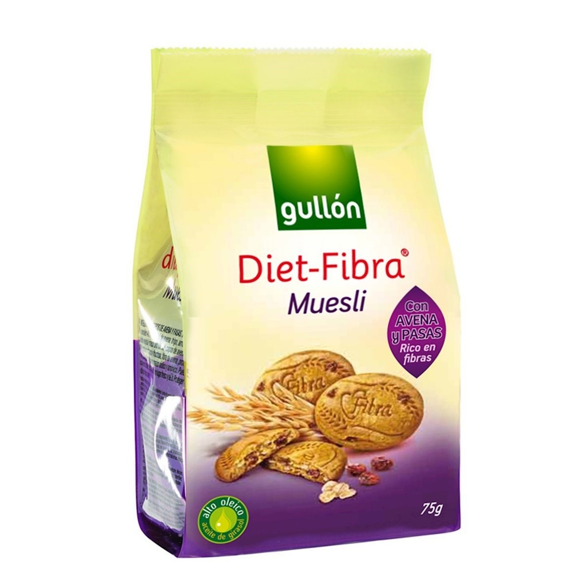 Mini biscuiti cu fulgi de ovaz si stafide Diet Fibra, 75 g, Gullon