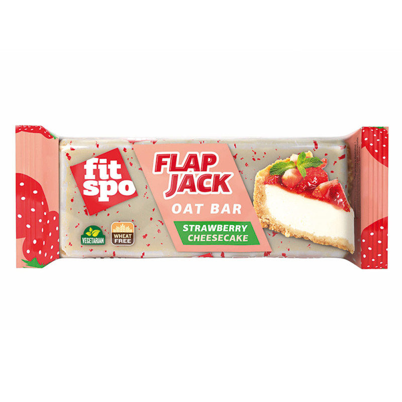 Baton de ovaz Strawberry Cheesecake Flapjack, 90 g, FitSpo