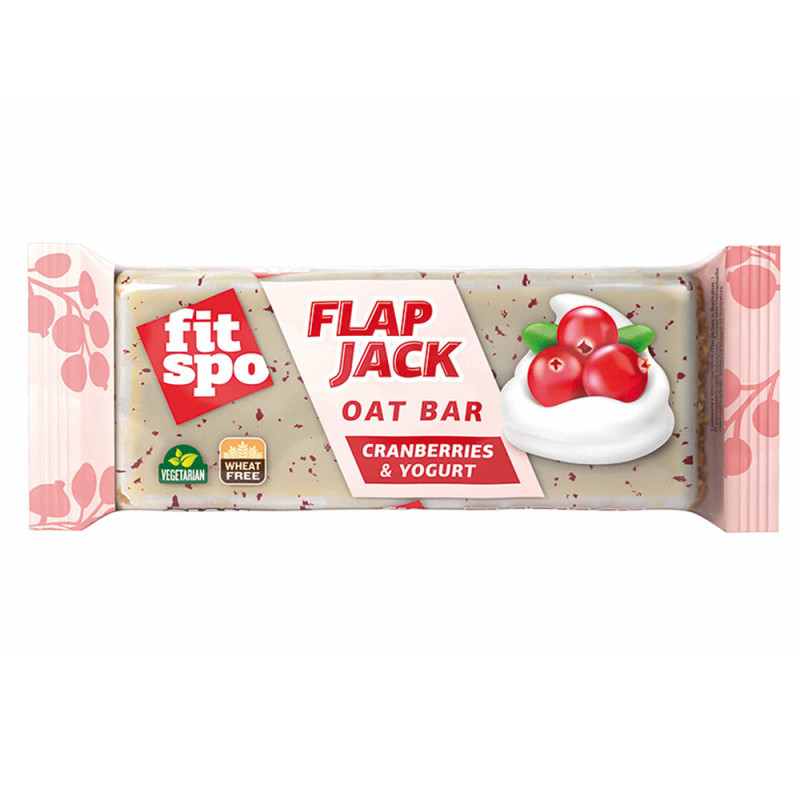 Baton de ovaz Cranberries and Yogurt Flapjack, 90 g, FitSpo