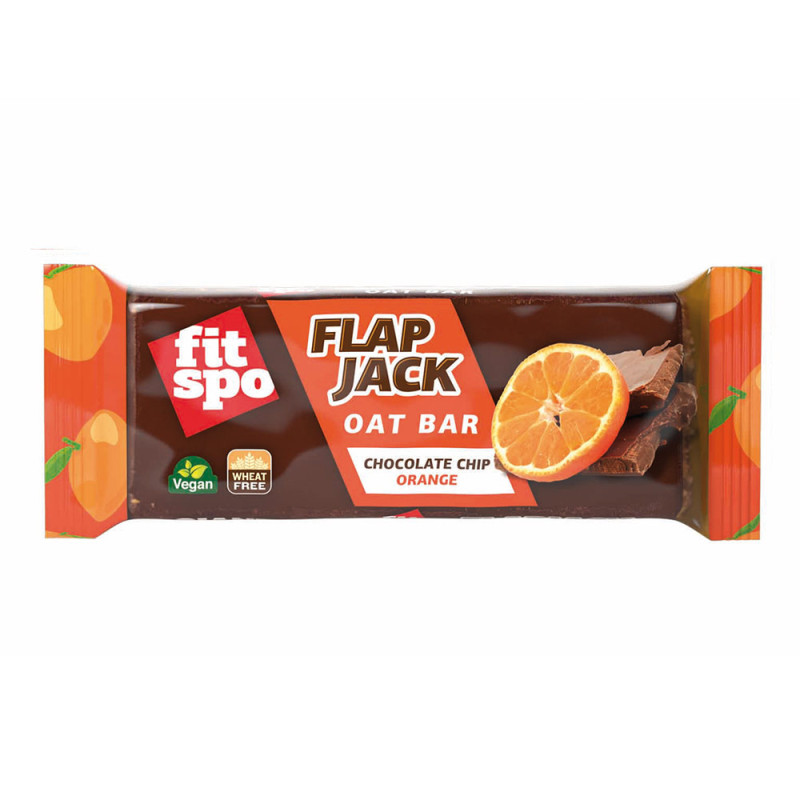 Baton de ovaz Chocolate Chip Orange Flapjack, 90 g, FitSpo
