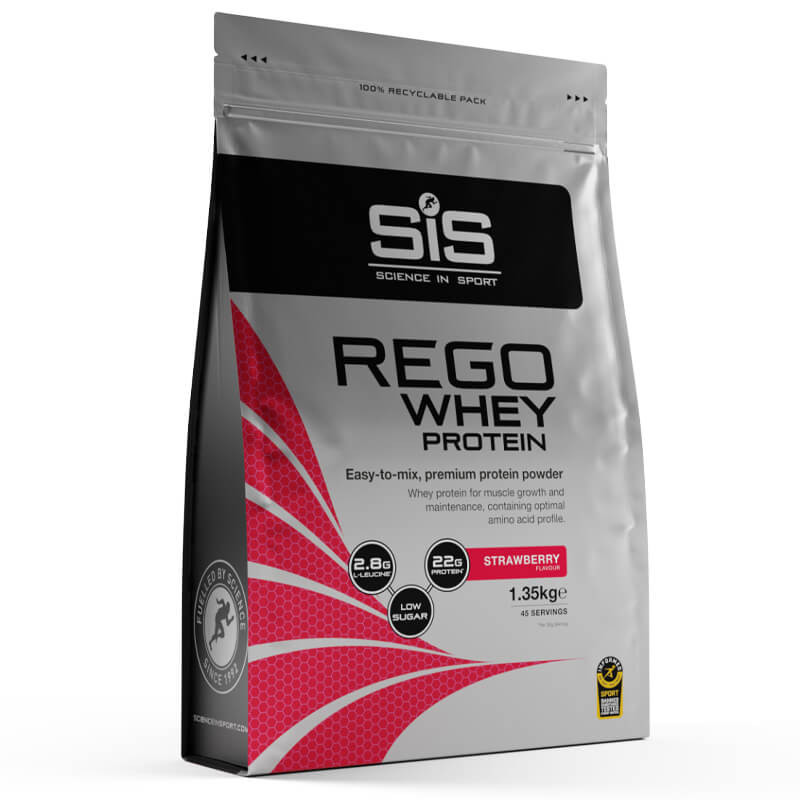 Proteina din zer cu aroma de capsuni Sis Rego Whey Protein, 1.35 kg, Science In Sport