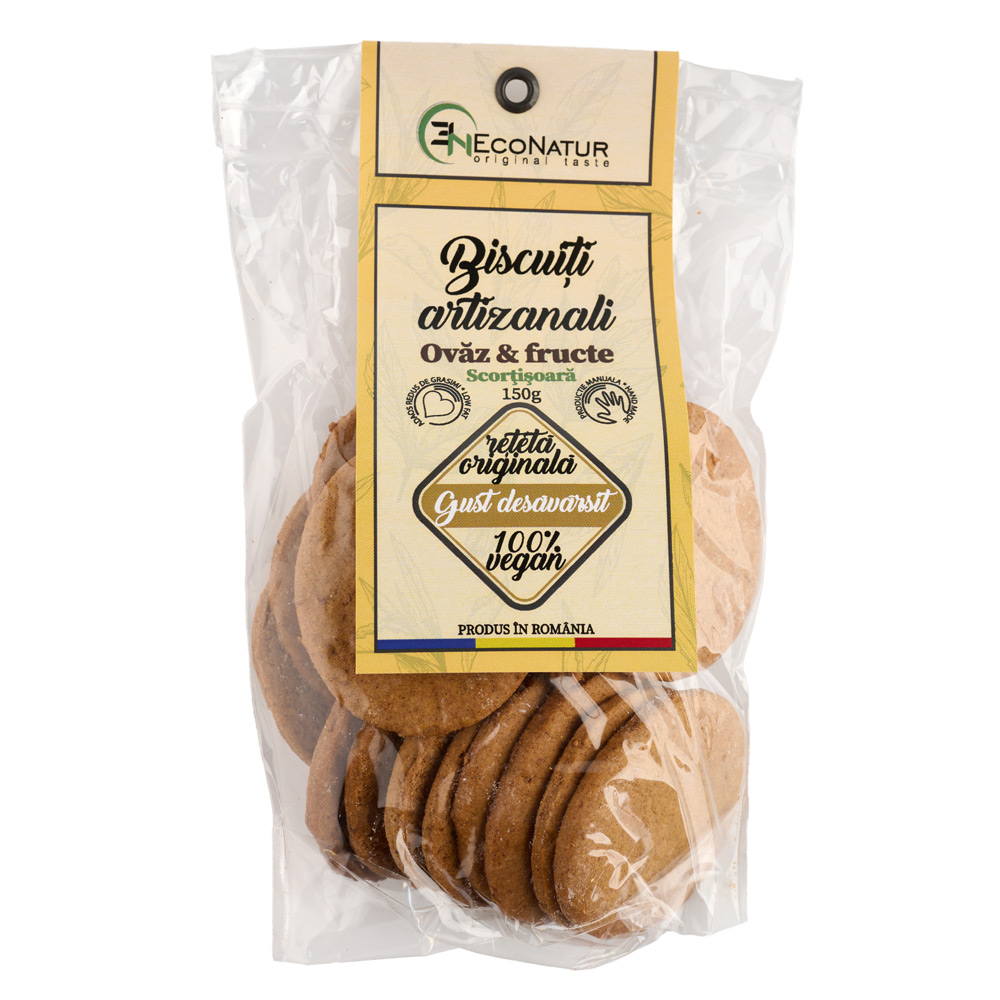 Biscuiti artizanali cu ovaz si fructe uscate, 150 g, Econatur