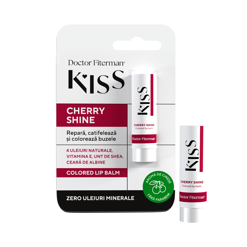 Balsam de buze cu aroma de cirese Cherry Shine Kiss, 4.5 g, Doctor Fiterman