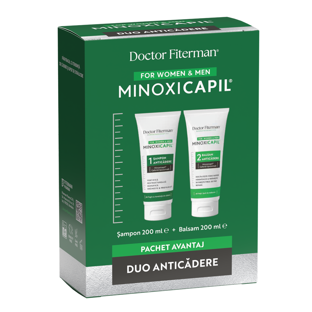 Pachet Sampon, 200 ml + Balsam, 200 ml Minoxicapil, Doctor Fiterman