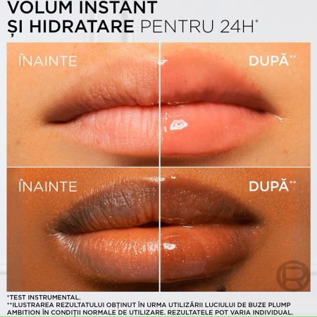 Ulei pentru buze cu efect de volum Plump Ambition 001 Crystal Clear, 5 ml, L'Oreal Paris 657498