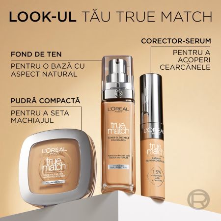 Fond de ten cu acid hialuronic True Match 3.5N, 30 ml, L'Oreal Paris 657553