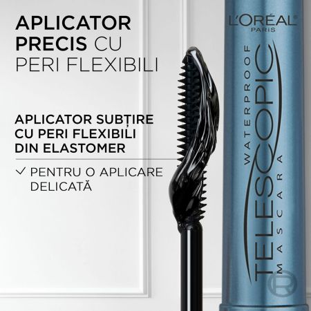 Mascara pentru alungire extrema rezistent la apa Telescopic Waterproof Black, 8 ml, L'Oreal Paris 657577