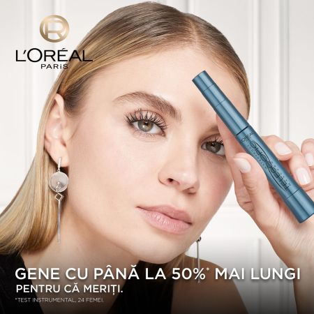 Mascara pentru alungire extrema rezistent la apa Telescopic Waterproof Black, 8 ml, L'Oreal Paris 657572