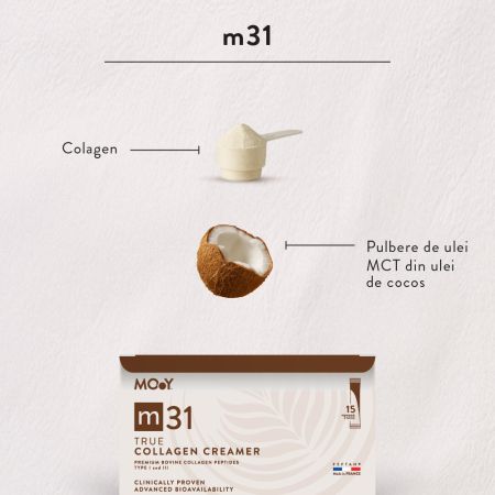 Colagen Creamer bovin cu peptide m31, 15 plicuri x 7 g, Molecules of Youth 657661